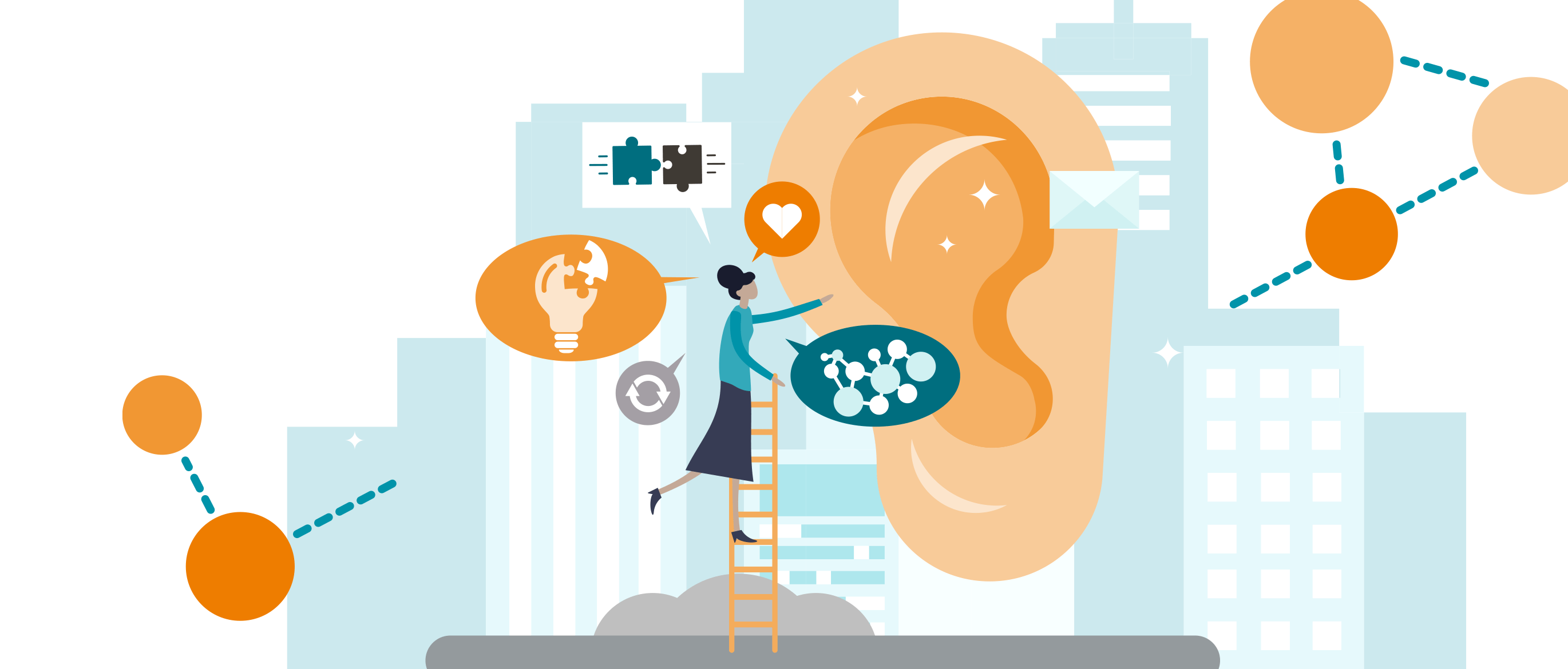 Femme qui discute avec une oreille